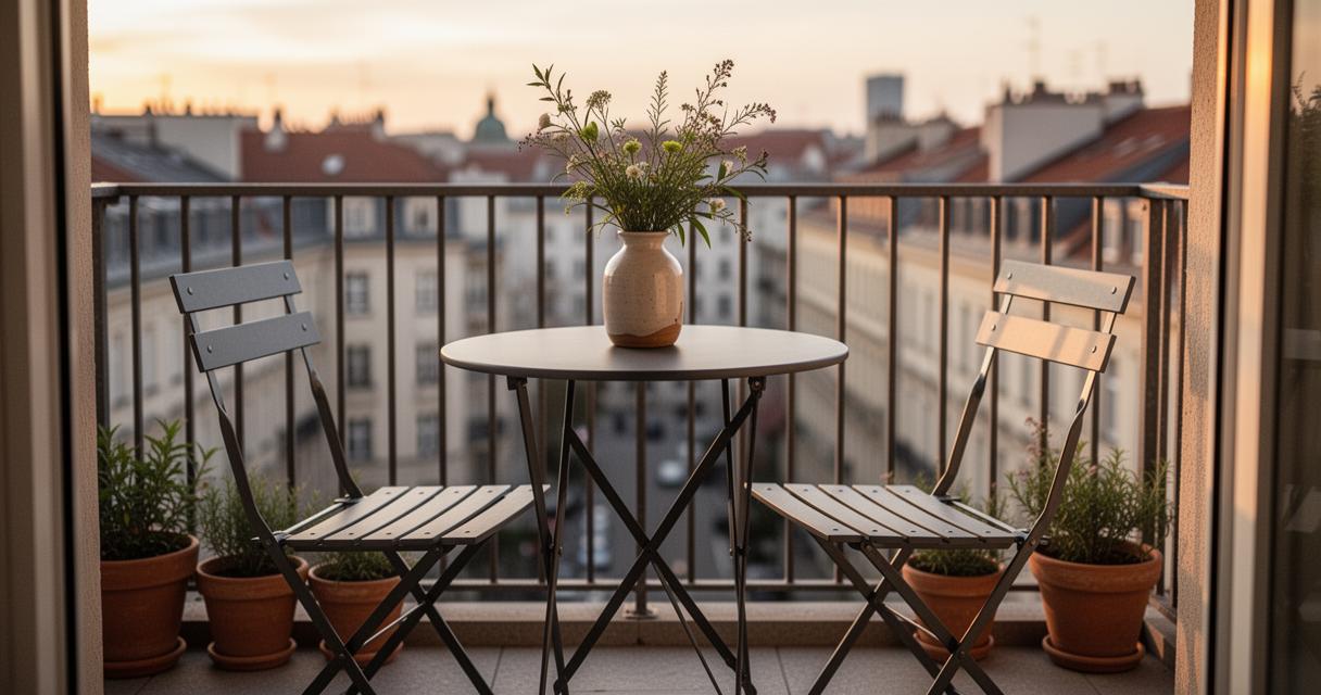 Ensemble table et chaises pliant bistrot balcon terrasse – 2 places – Anthracite – Flore : la solution gain de place pour votre extérieur